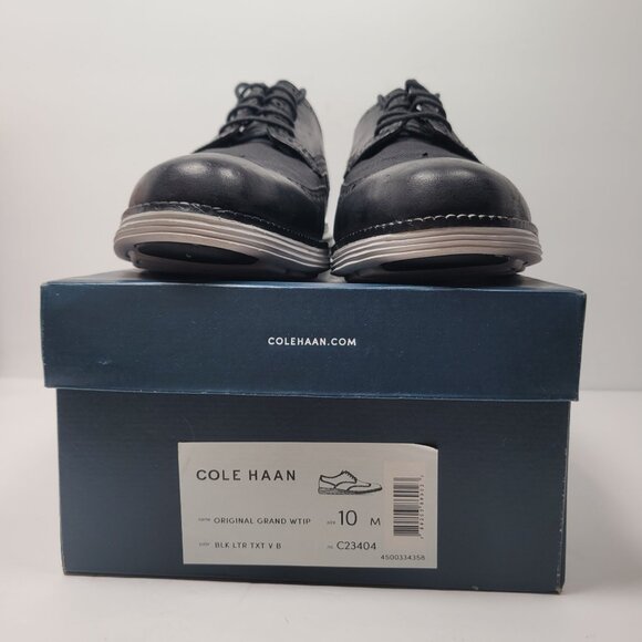 Cole Haan Original Grand Men's Black Wingtip Oxfords Shoes C23404 US Size 10M - Picture 2 of 10